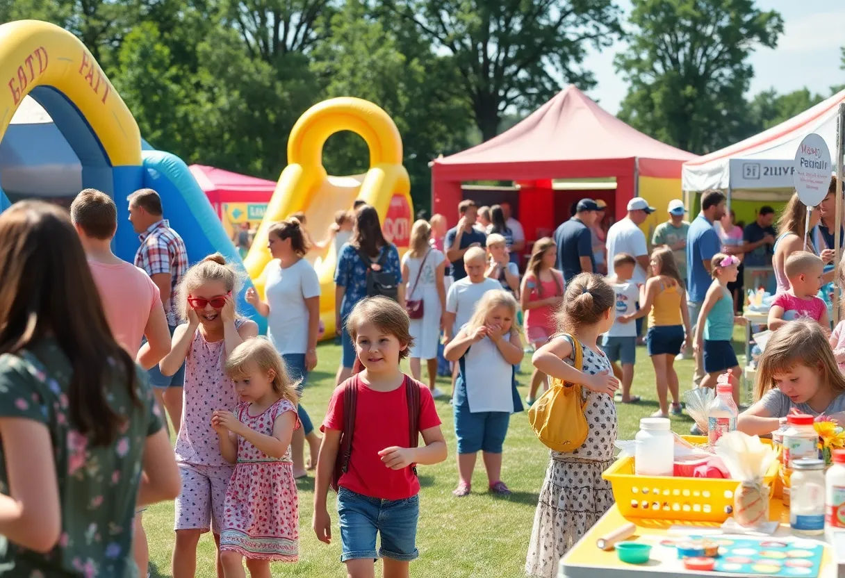 Families enjoying activities at the Kentucky Derby Festival ParadeFest