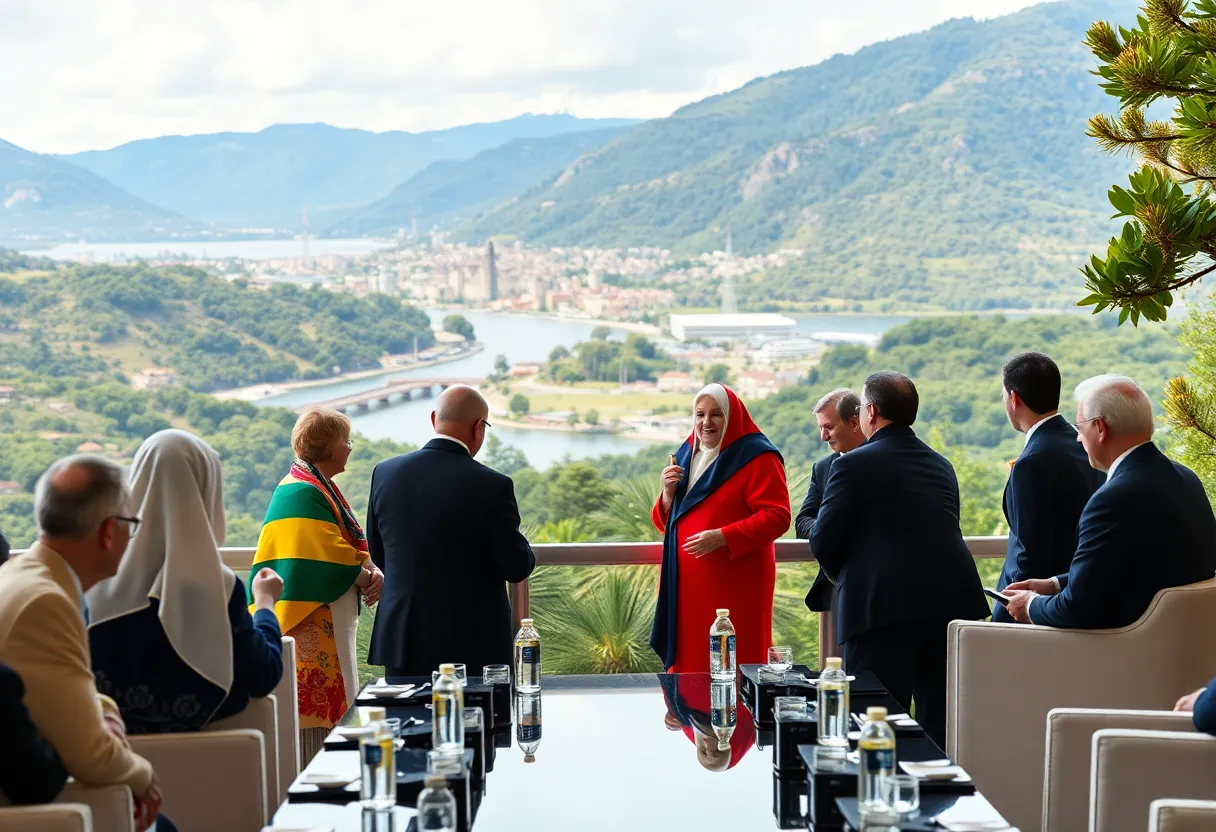 International leaders discussing trade at the G7 summit
