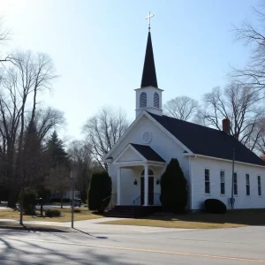 Church in Jamestown, Kentucky for memorial service