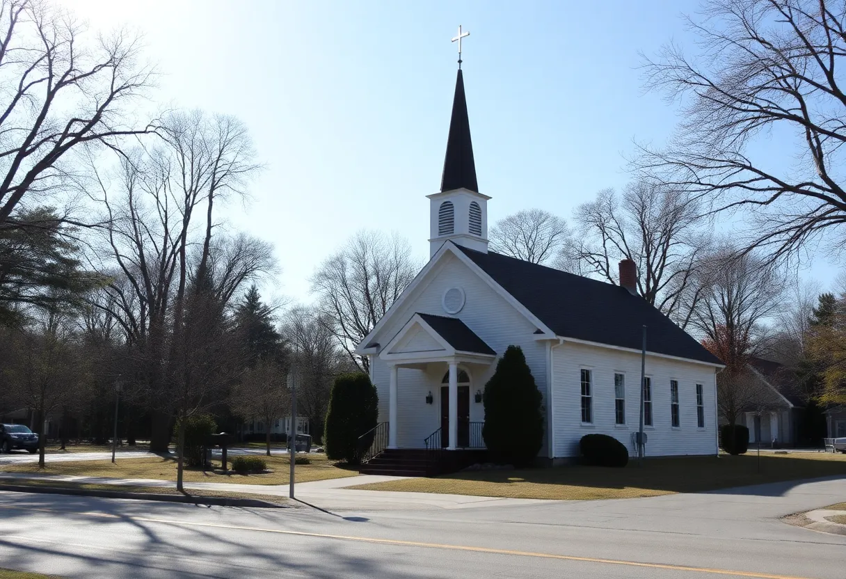 Church in Jamestown, Kentucky for memorial service