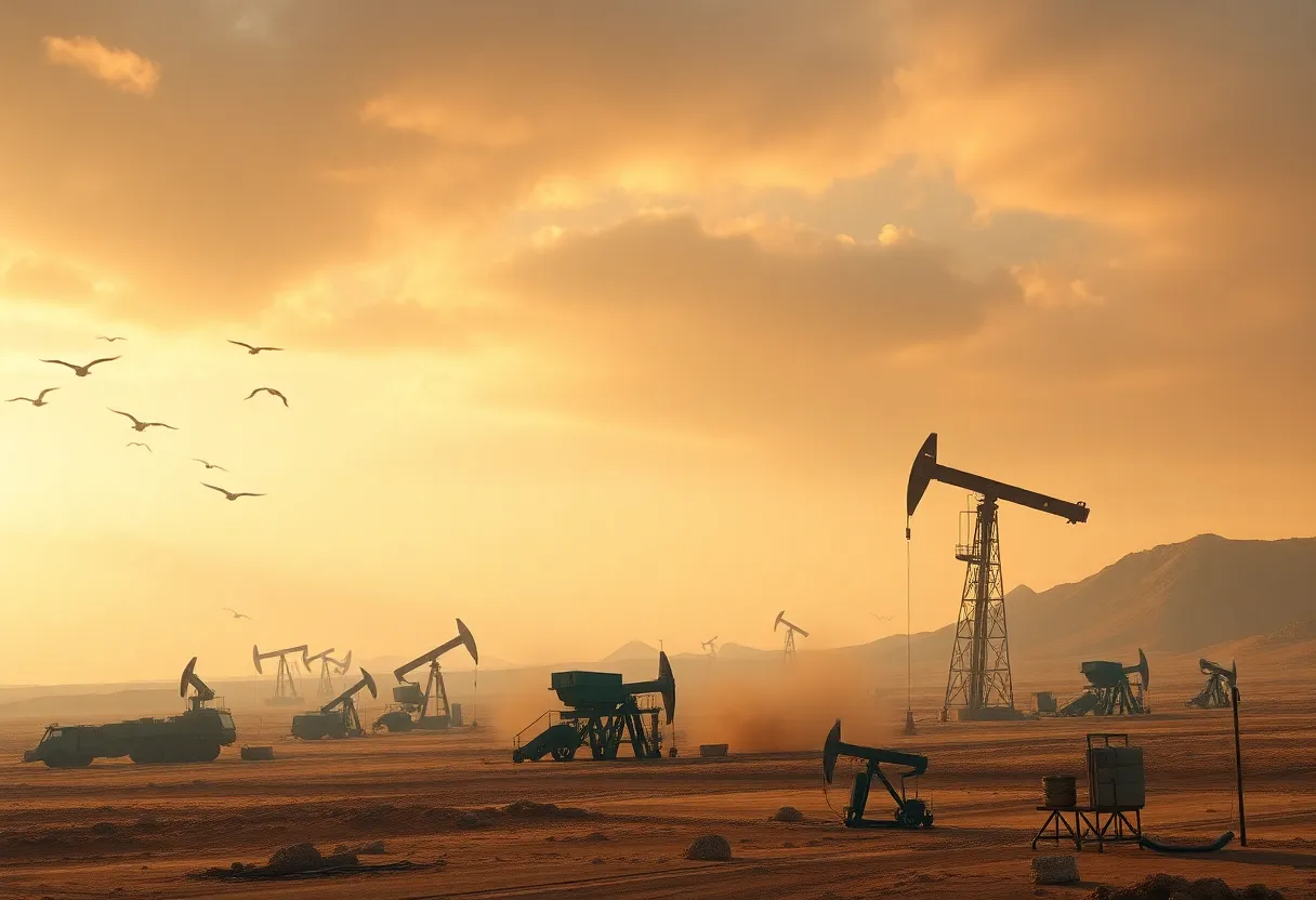 Abstract depiction of rising military tensions in the Middle East.