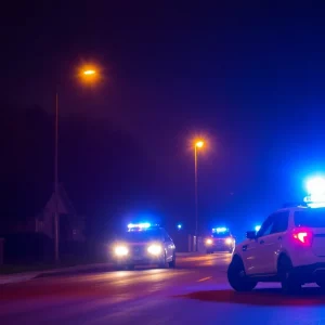Police searching in a neighborhood during a manhunt in Minnesota
