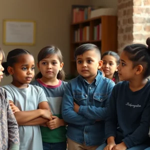 A diverse group of youth discussing foster care awareness