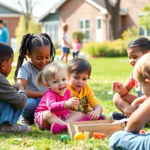 Children participating in outdoor learning activities in Bowling Green, Kentucky.