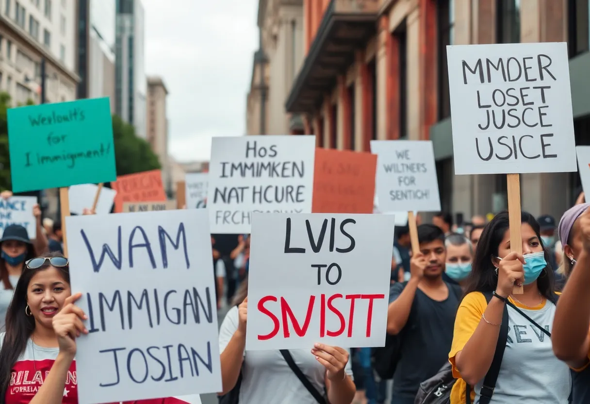 Community members protesting against ICE detention