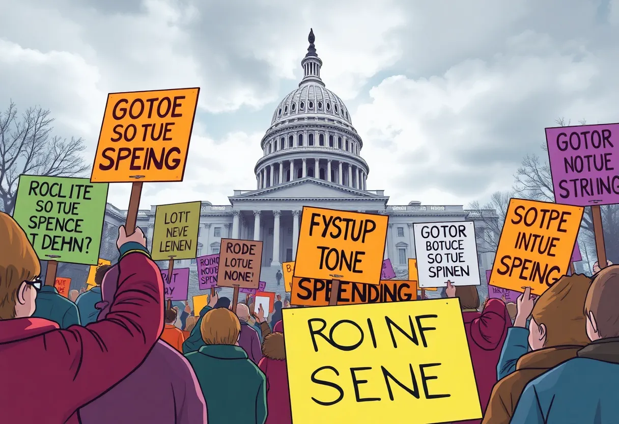 Citizens protesting government spending on Capitol Hill.