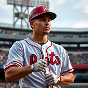 Outfielder preparing for a baseball game