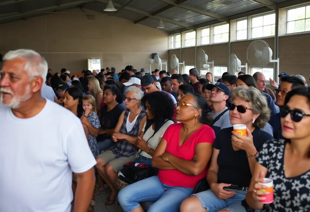 Individuals seeking relief from heat in the Salvation Army shelter in Bowling Green