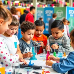 Students participating in STEM activities at Bowling Green festival