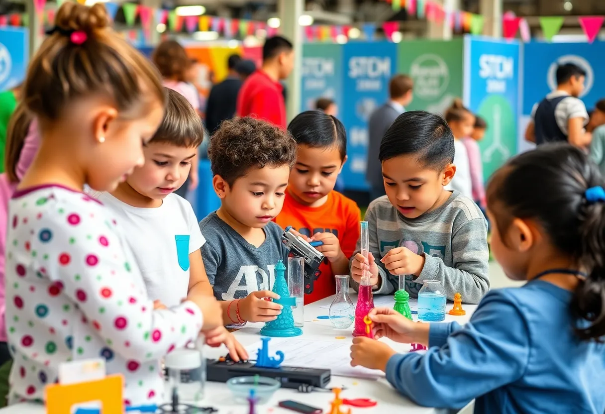Students participating in STEM activities at Bowling Green festival