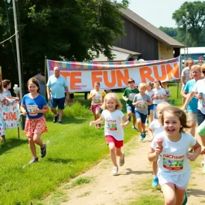 Participants running at the Stuff the Bus Family Fun Run event
