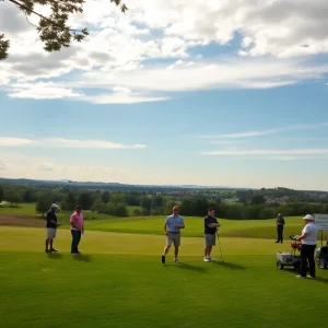 Golfers participating in the charity golf scramble event to raise funds for Toys for Tots in Bowling Green.