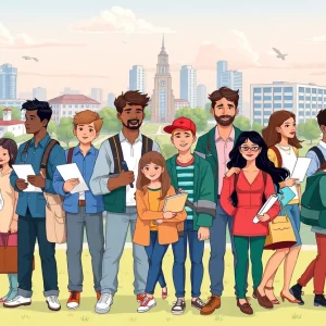 A collage depicting vocational training and traditional college education