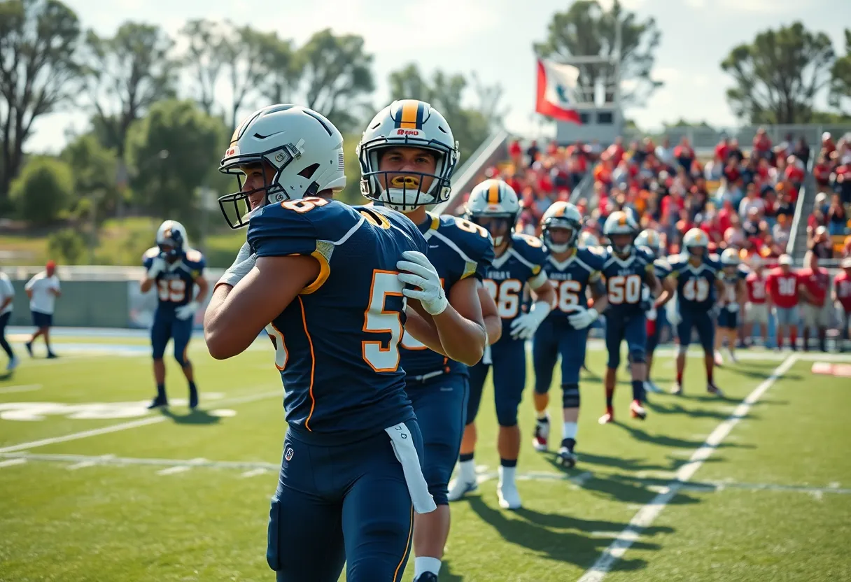 WKU football team players practicing on the field