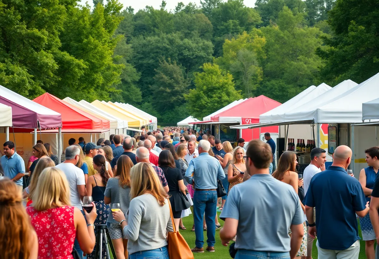 Attendees enjoying the BG Wine Fest with wine tastings and live music
