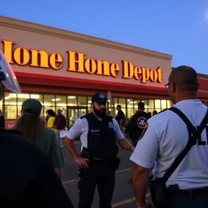 Border Patrol agents conducting a raid at a Home Depot in Sacramento.
