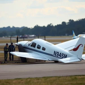 Small airplane off runway at Bowling Green Airport