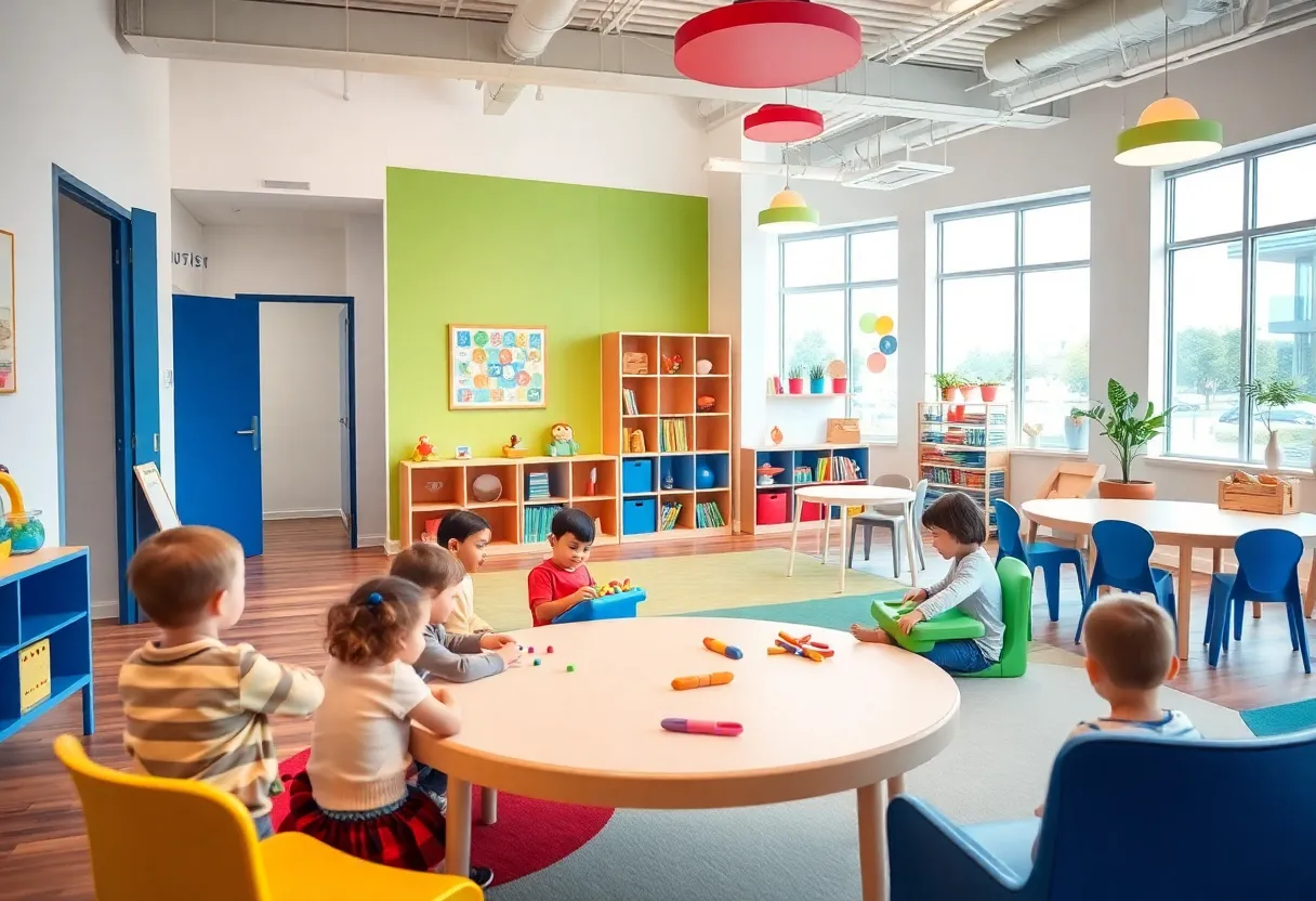 Children participating in therapy at the new autism support center in Bowling Green.