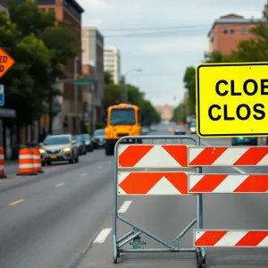 Bowling Green street under construction with closed road signs