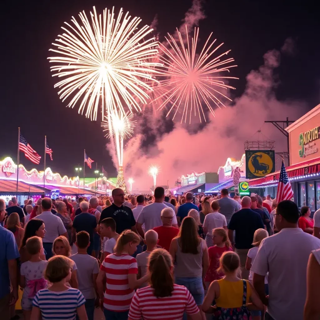 Families enjoying Fourth of July fireworks in Bowling Green, KY