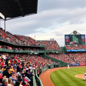 Fans cheering and players playing during a Bowling Green Hot Rods game