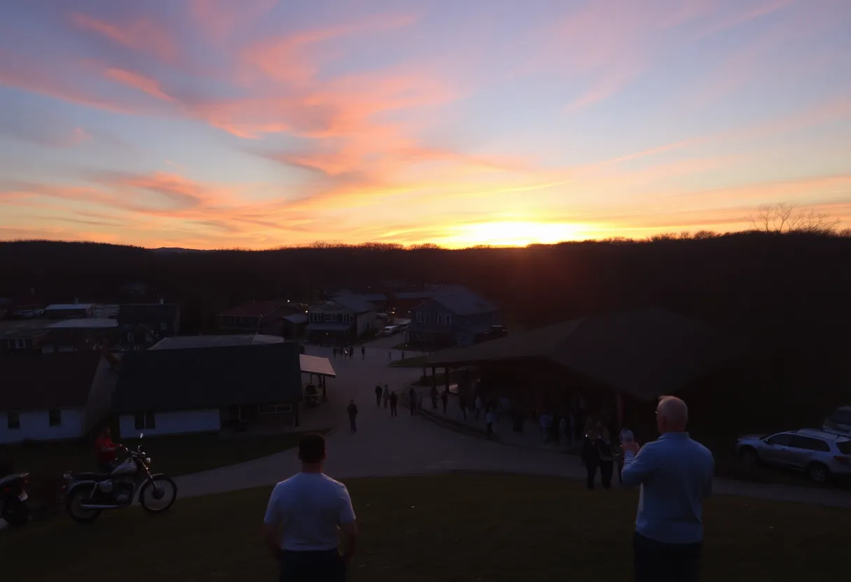 A sunset view over a community gathering in Bowling Green, Kentucky
