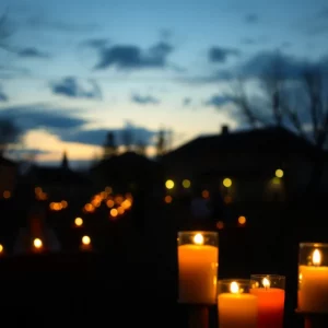 Candlelight vigil representing remembrance and love for Rose Karen West Cook.
