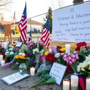 Memorial honoring a community veteran and educator