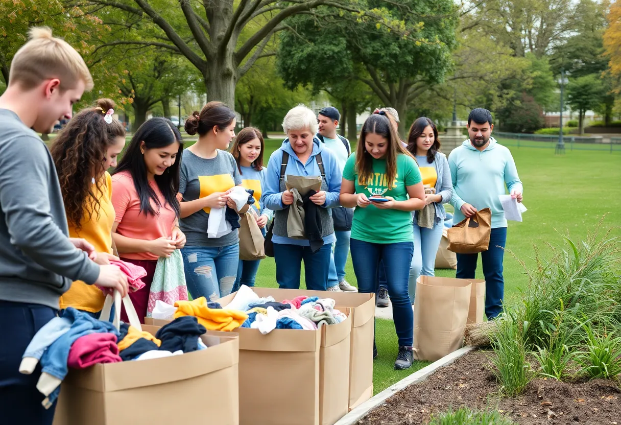 Volunteers participating in Day of Caring activities