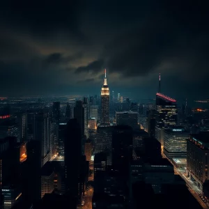 Night view of an Ecuadorian city representing safety and justice efforts.