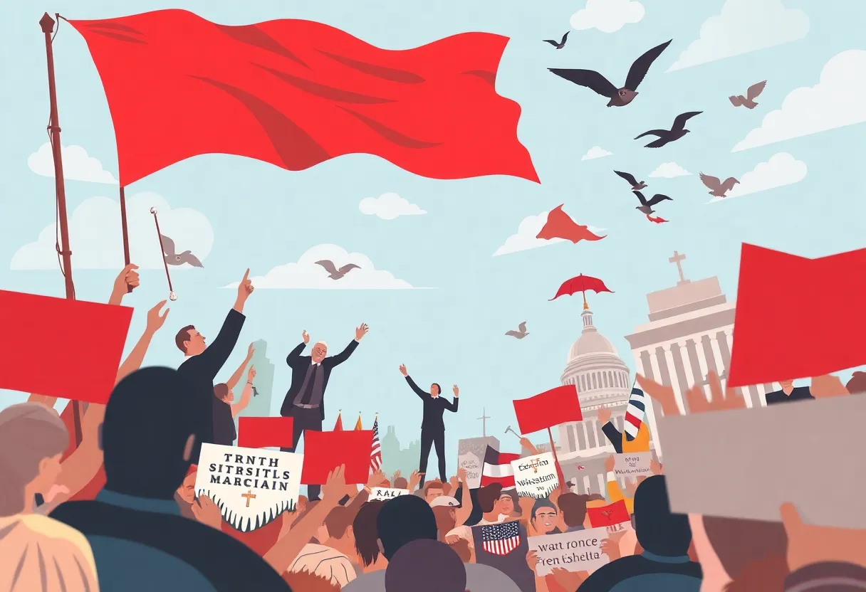 Illustration of a new political movement symbolizing freedom and change