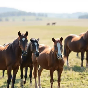 A picturesque view of horses in a tranquil pasture symbolizing passion for equestrian life