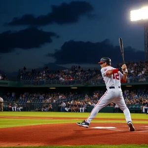 Players from Bowling Green Hot Rods and Rome Emperors during a baseball game