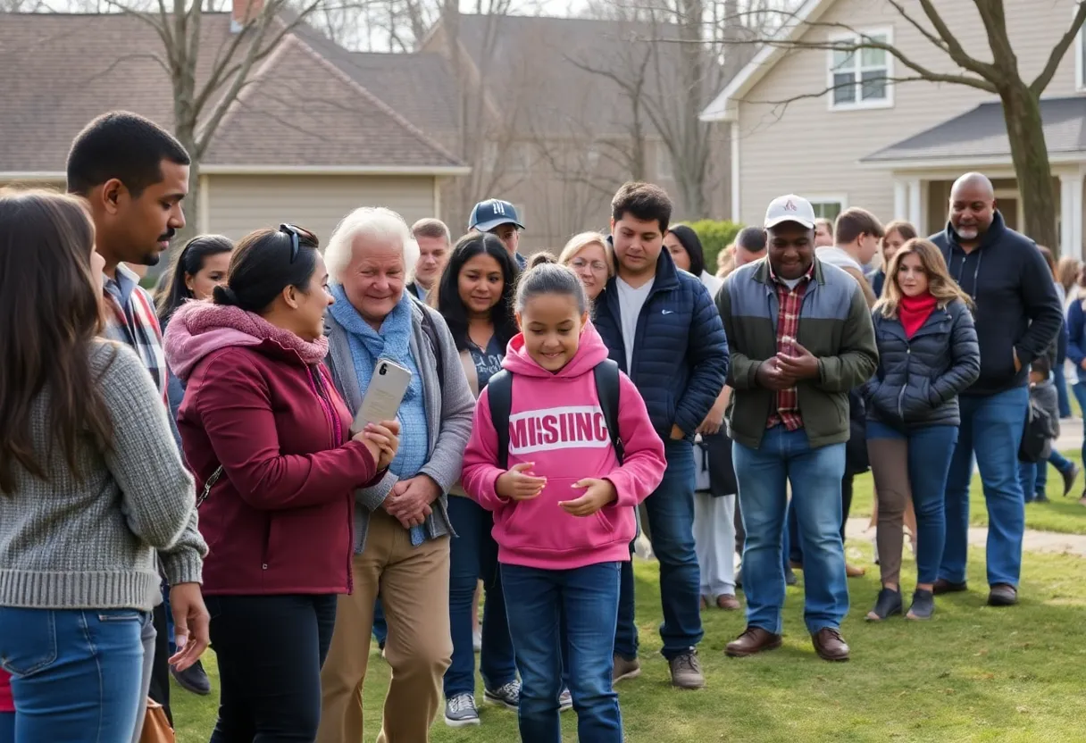 Community members coming together for a search effort