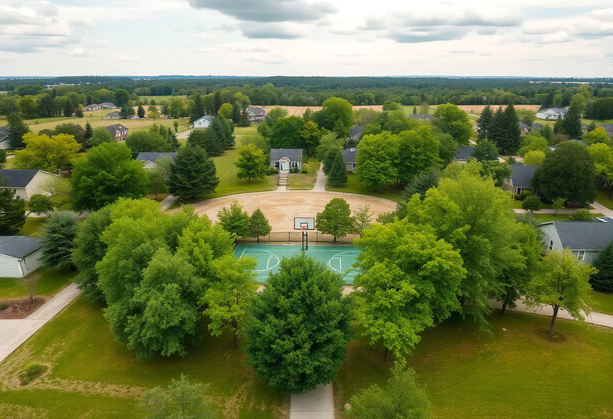 Sunset over a basketball court representing athletic legacy