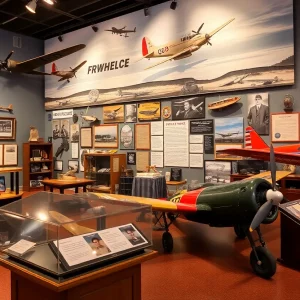 Exhibit featuring artifacts from Kentucky's distinguished pilots