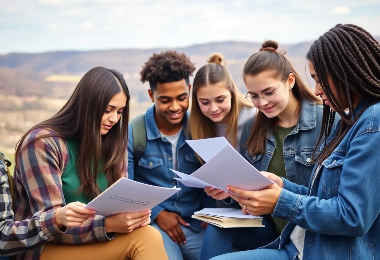 Teenagers studying for driving permit test in Kentucky