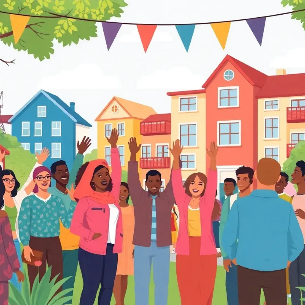 Community members celebrating the revitalization of affordable housing in Lexington.