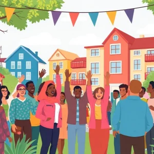 Community members celebrating the revitalization of affordable housing in Lexington.