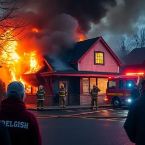 Emergency responders at the scene of a fire incident involving a local councilman