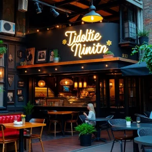 Interior view of the Mustang Club in Bowling Green, showcasing dining area and speakeasy entrance