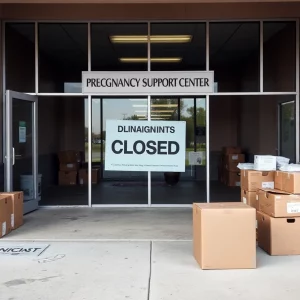 Exterior of the closed Pregnancy Support Center in Bowling Green, Kentucky.