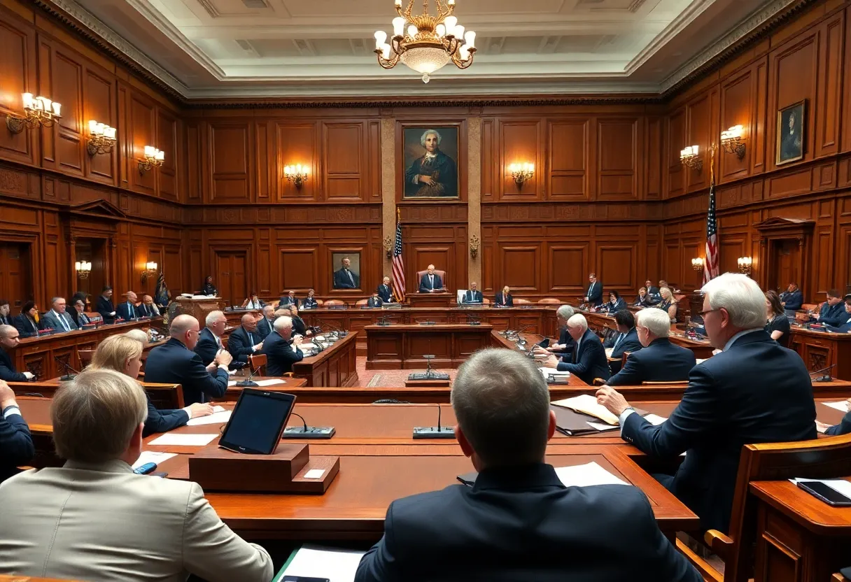 Senate members engaged in voting session regarding tax legislation and immigration policies