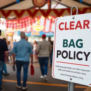 Entrance of the Southern Kentucky Fair with Clear Bag Policy signage