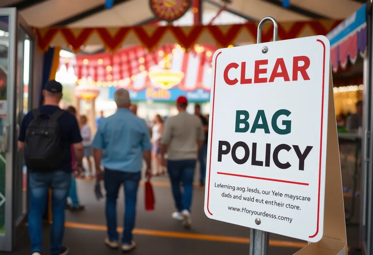 Entrance of the Southern Kentucky Fair with Clear Bag Policy signage