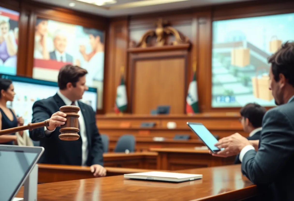 Courtroom scene related to the Temu lawsuit