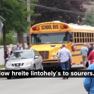 School bus on a residential street after a non-injury accident