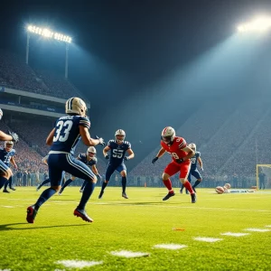 WKU football players engaging in a game.