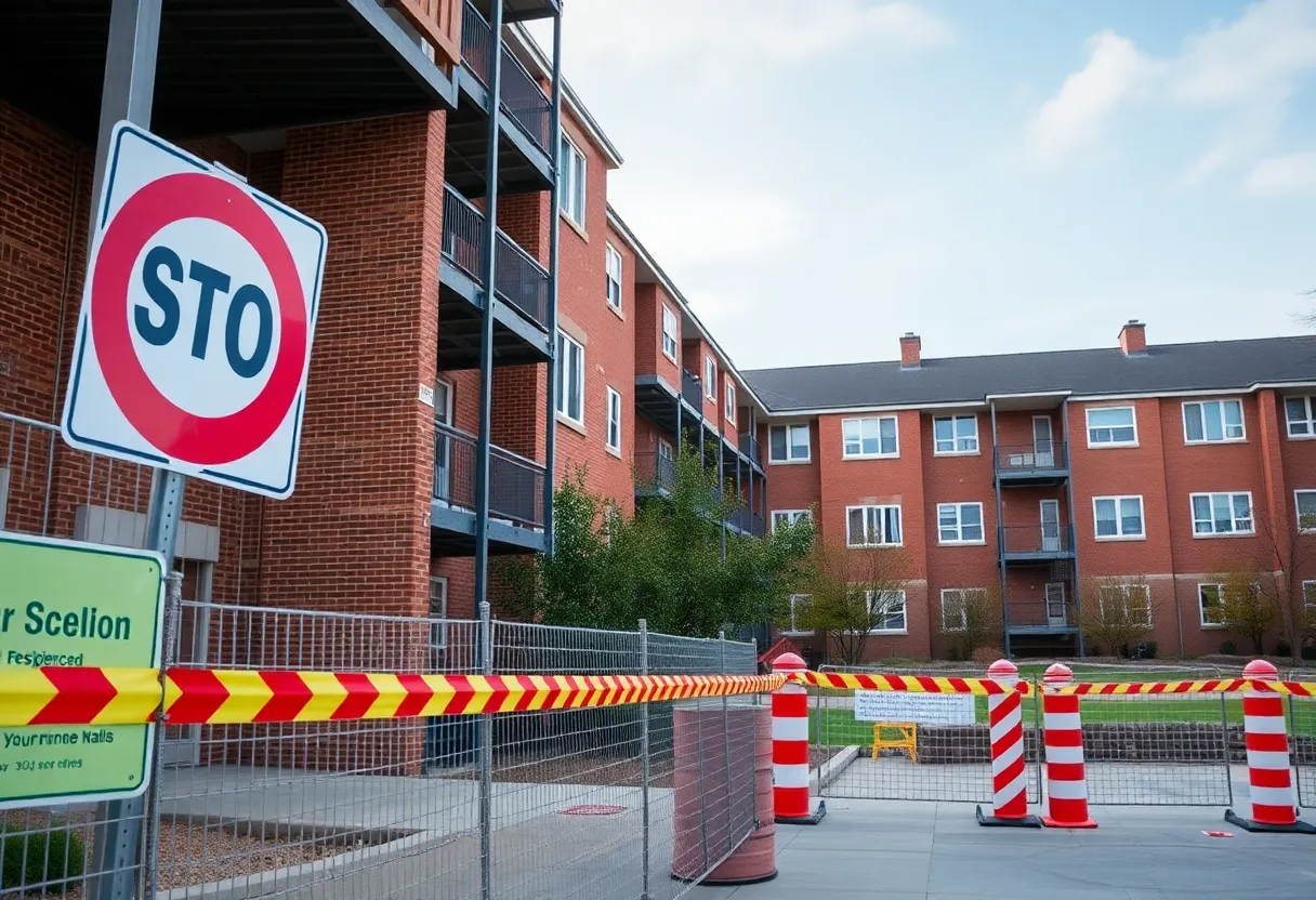 Construction work at Western Kentucky University residence halls.