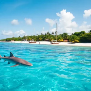 Beautiful Bahamian beach with crystal clear waters